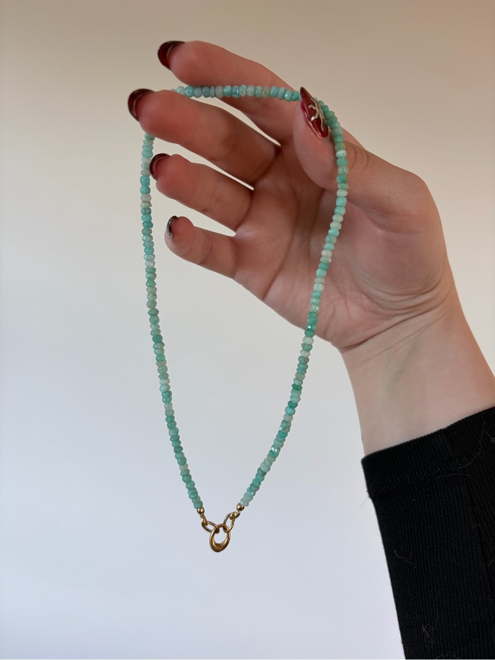 Local Eclectic Amazonite Beaded Women's Necklace with Gold Clasp